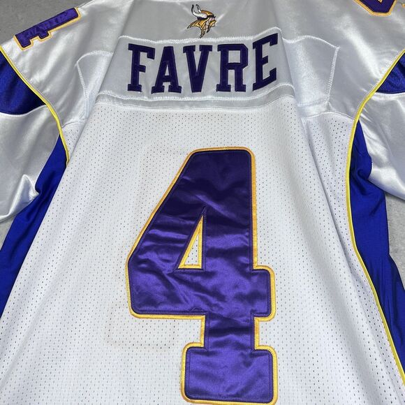 Minnesota Vikings Mens Jersey Size 48 White Brett Favre Reebok NFL Stitched - Picture 3 of 14